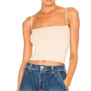 NWT! A.L.C. Glace Nude Square Stretch Knit Ribbed Darby Tank Top. Size Large